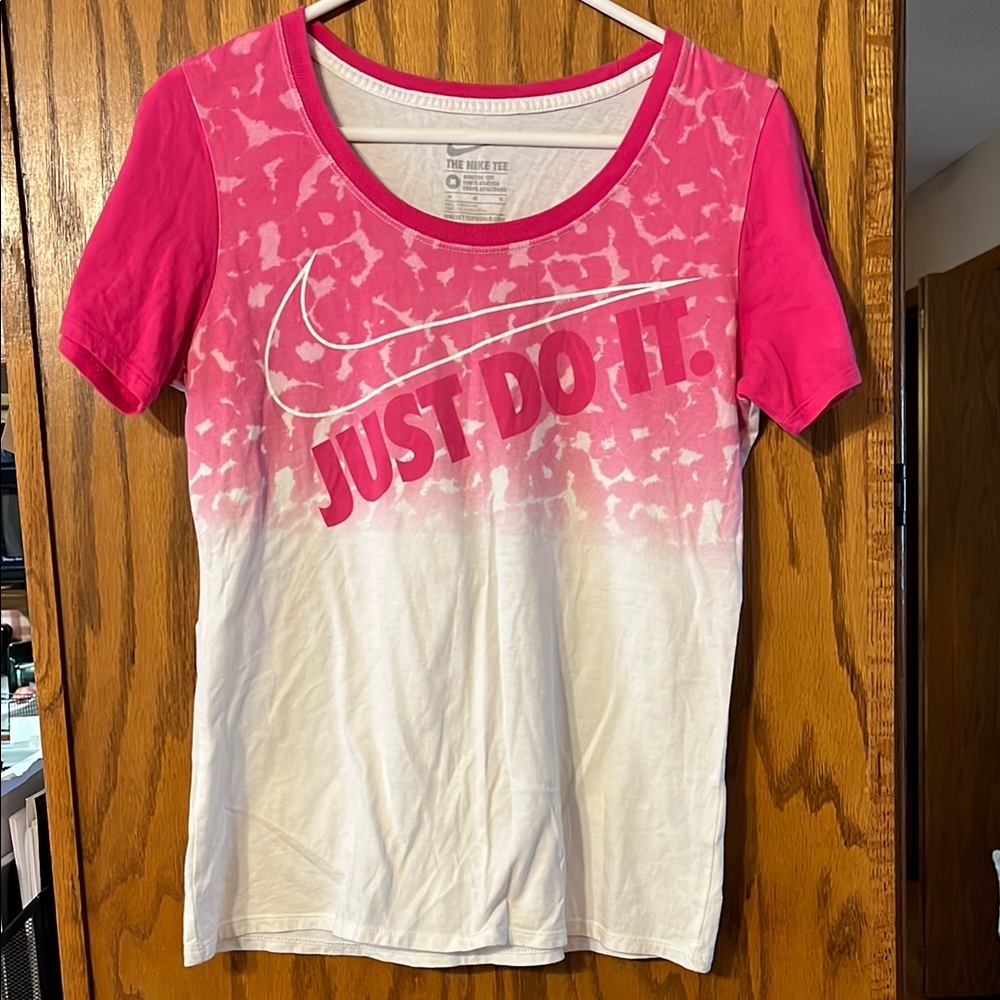 Nike Pink and White Just Do It T-Shirt